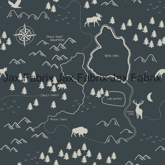 Forest Map Navy And Taupe CR44