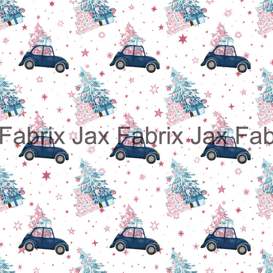 Pink Christmas Dark Blue Car INH110