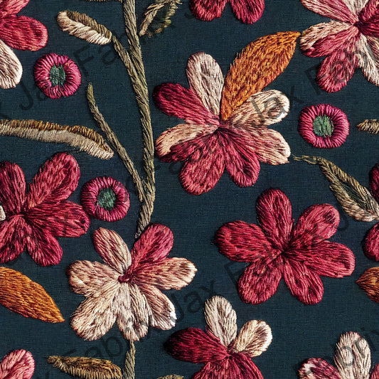 Teal Floral Embroidery OG9