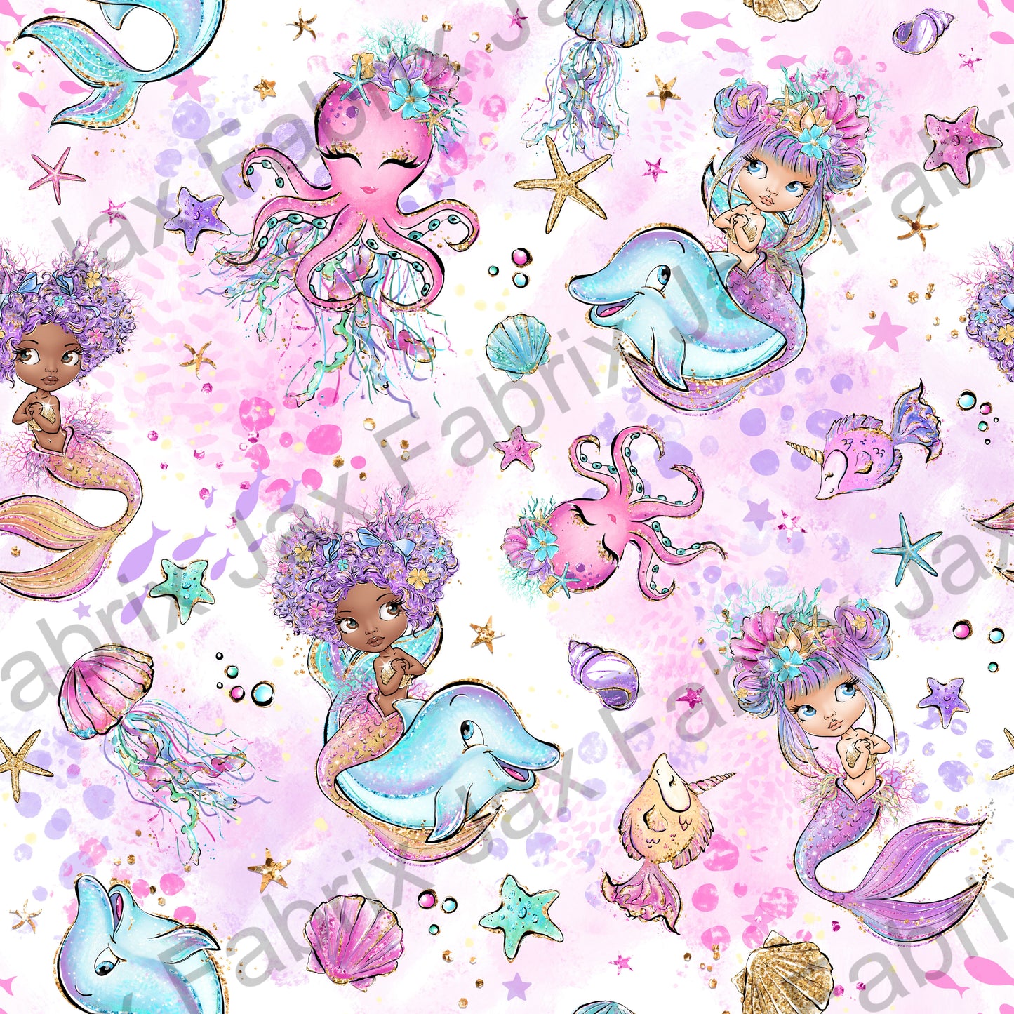 Light Pink Mermaid and Octopus INH195