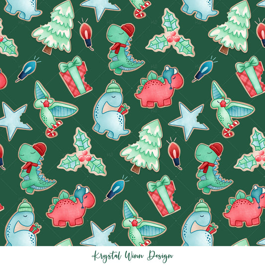 All I want For Christmas Dinosaurs Green KW250