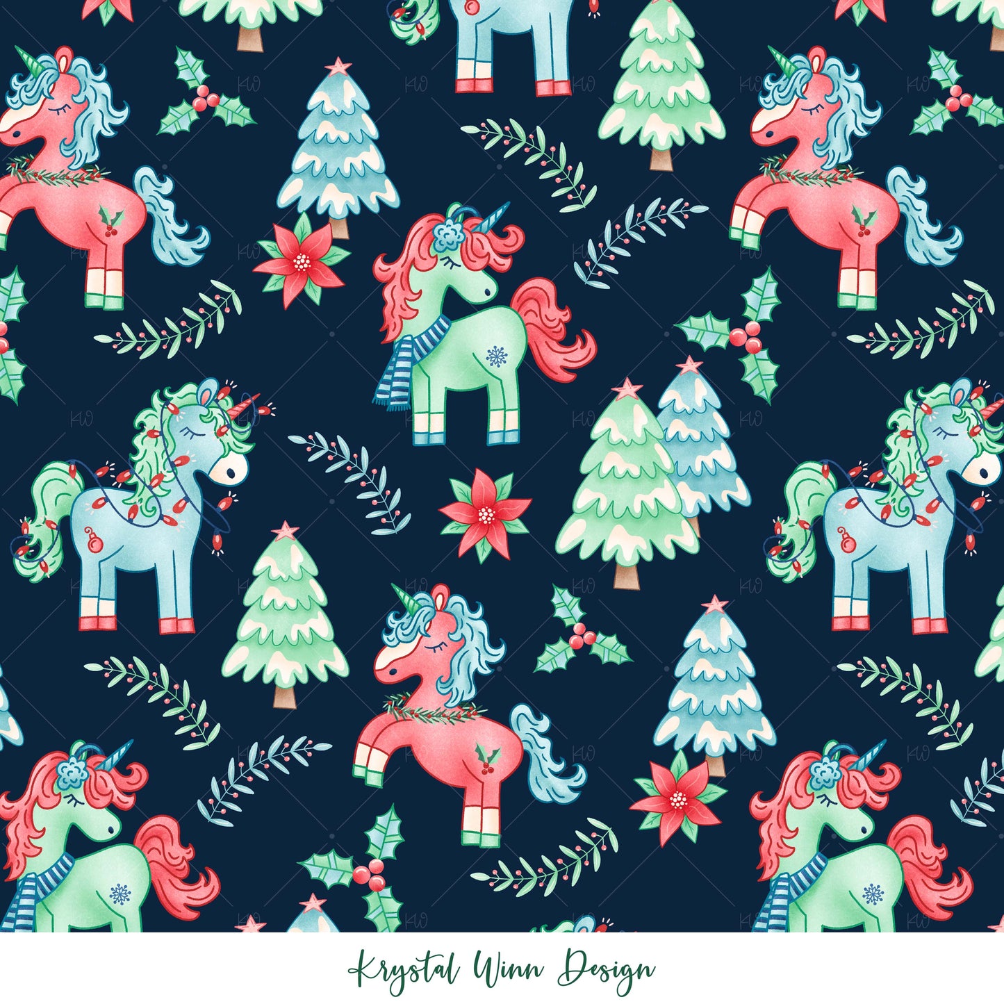 All I want For Christmas Unicorn Navy KW277