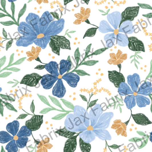 Blue Crayon Floral RAE305