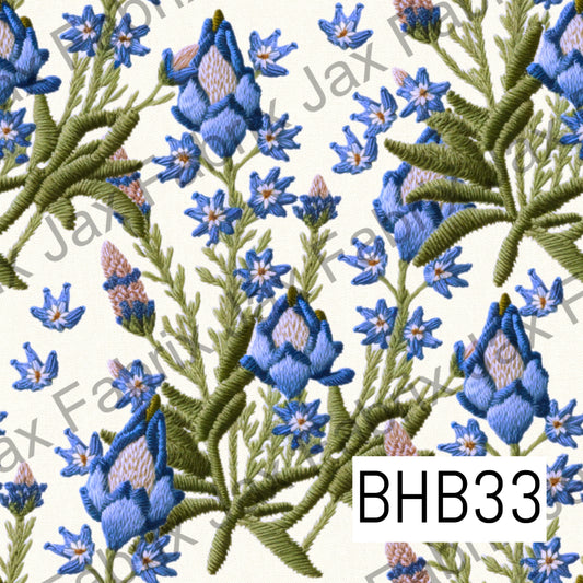 Blue Bonnet Floral Embroidery BHB33