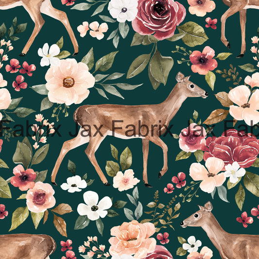 Felicity Deer Floral Emerald CR140