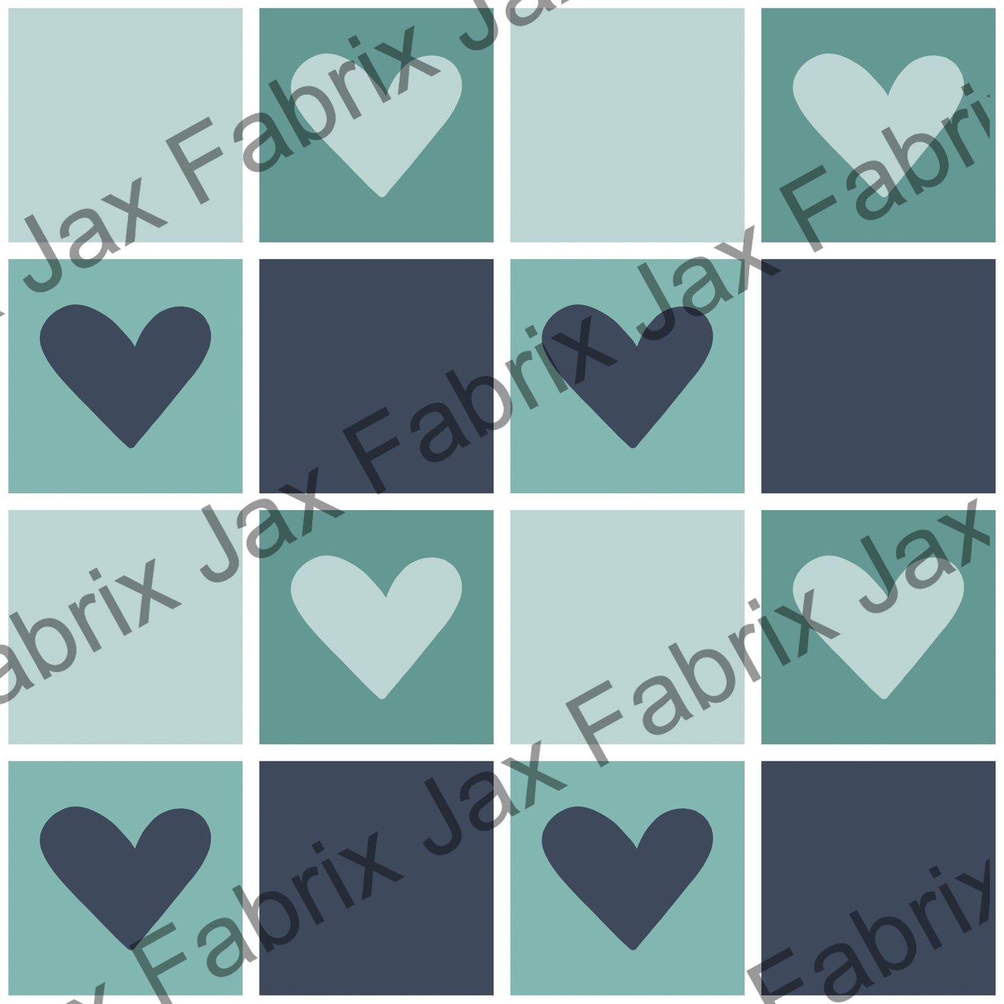 Love Doodle Blue Check Hearts CR151