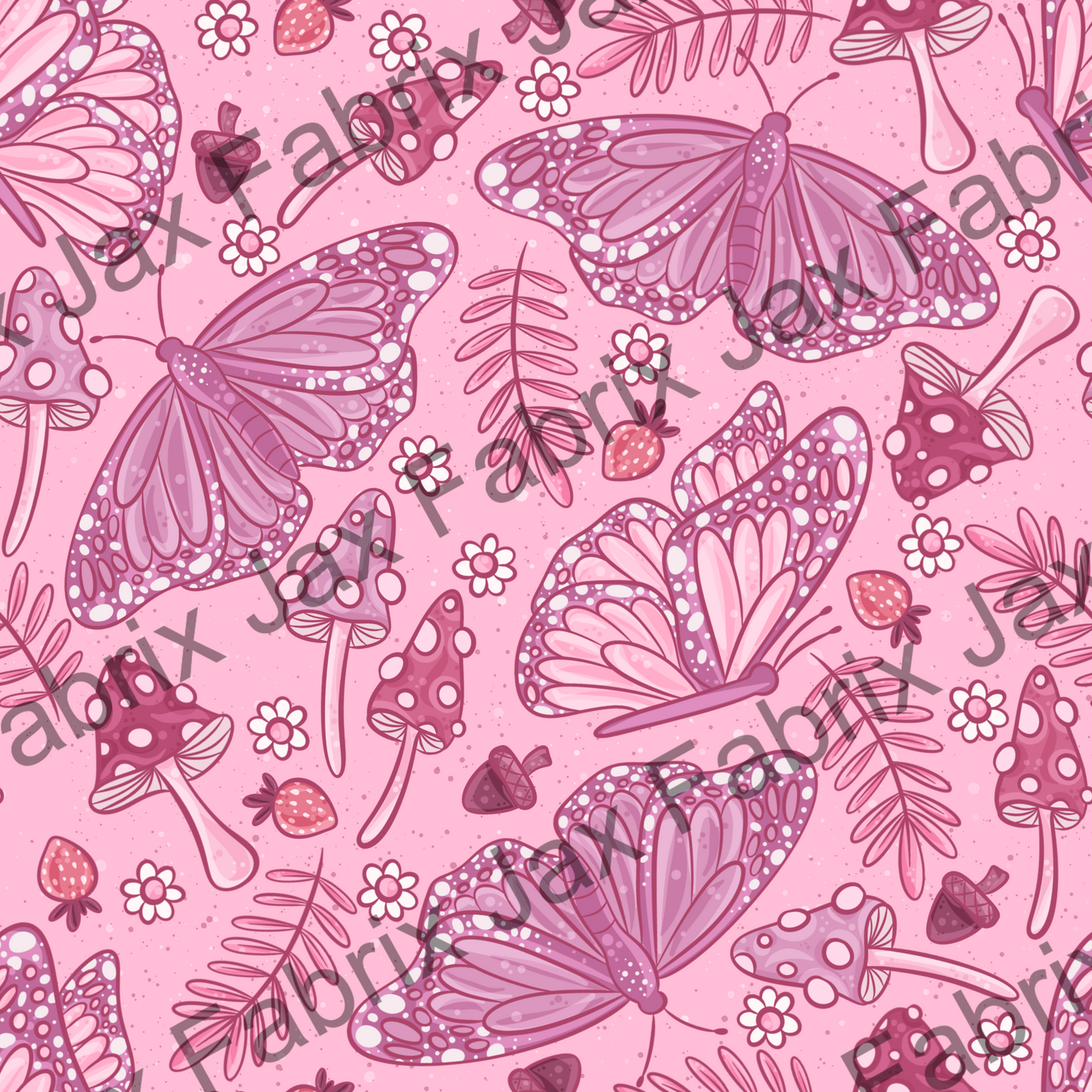 Cottage Butterflies Dark Pink PC477