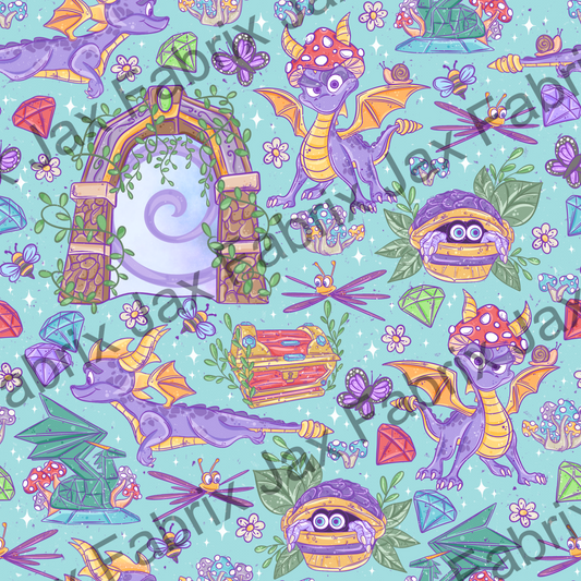Cottagecore Purple Dragon Blue PC585