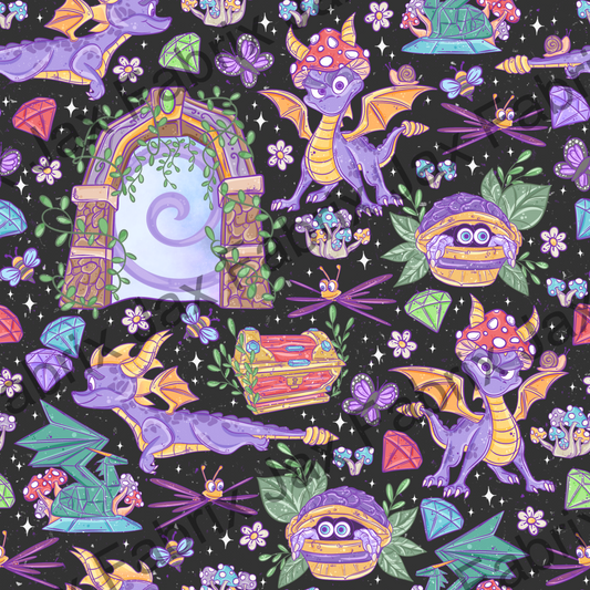 Cottagecore Purple Dragon Charcoal PC584