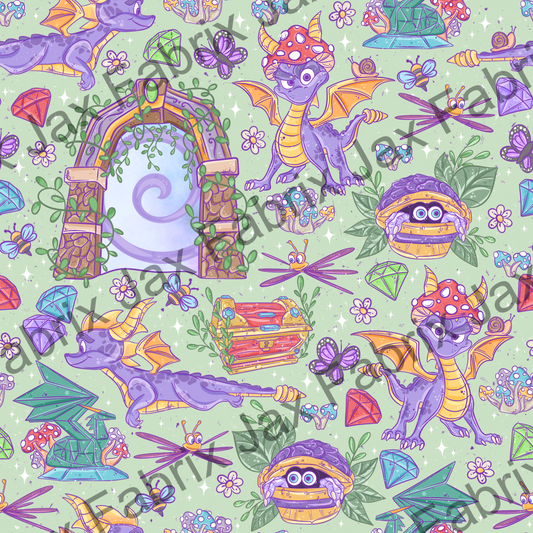 Cottagecore Purple Dragon Green PC583