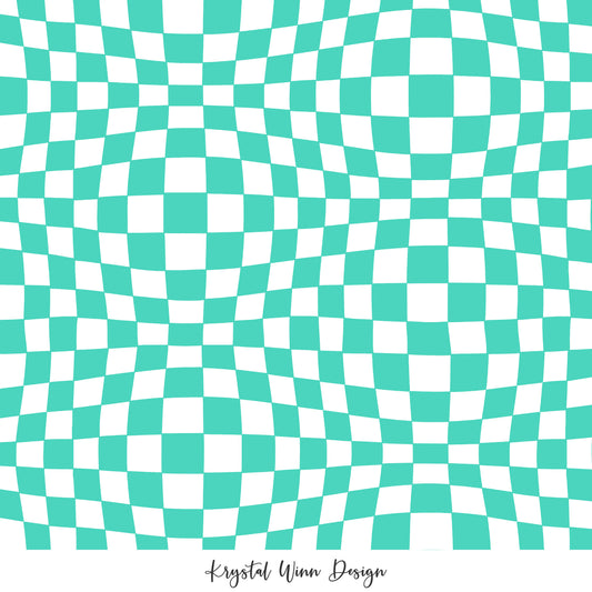 Groovy Funky Check Teal KW439
