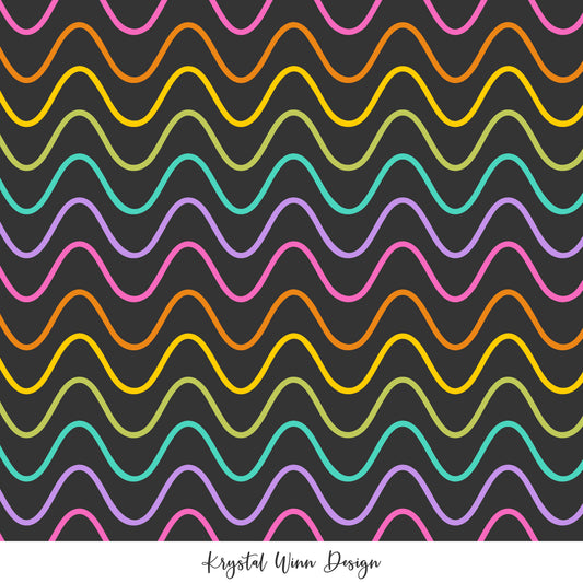 Groovy Rainbow Wave Black KW431