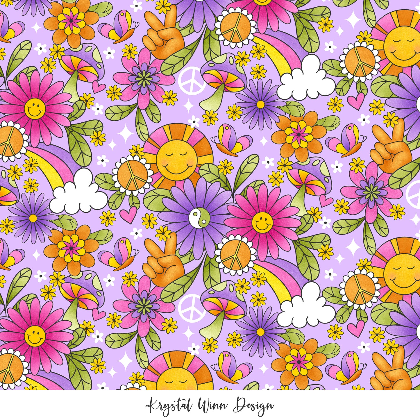 Groovy Sunny Floral Light Purple KW414