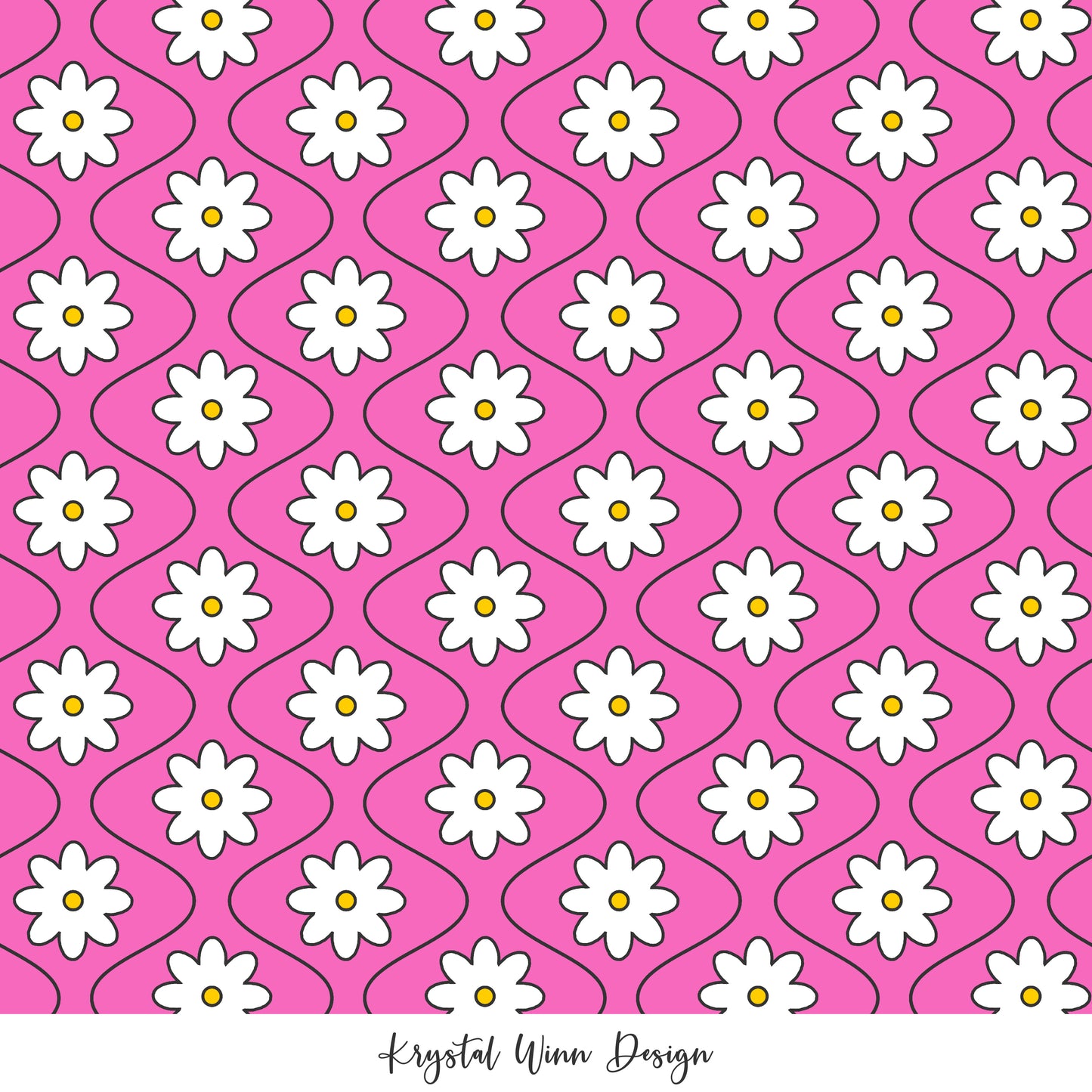 Groovy Waves Flowers Pink KW409