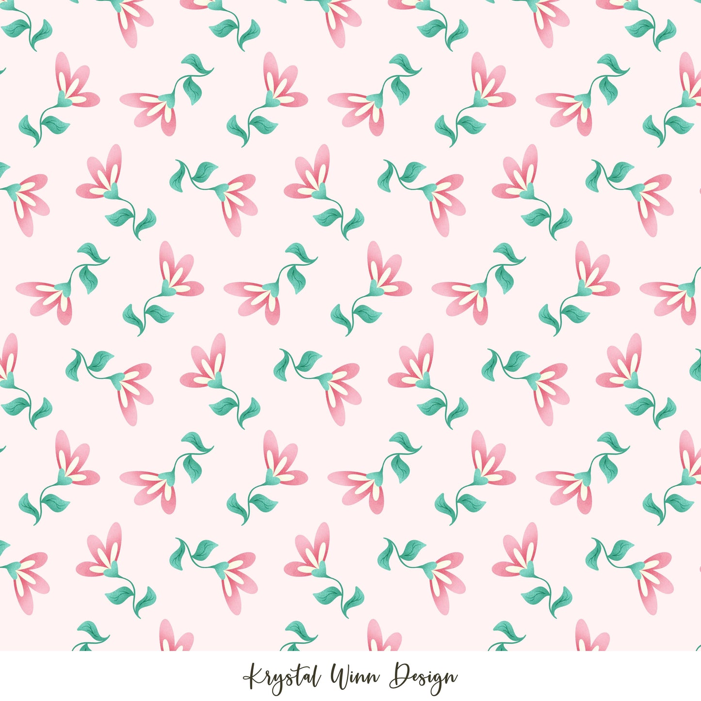 Hoppy Easter Ditsy Flowers Pink KW364