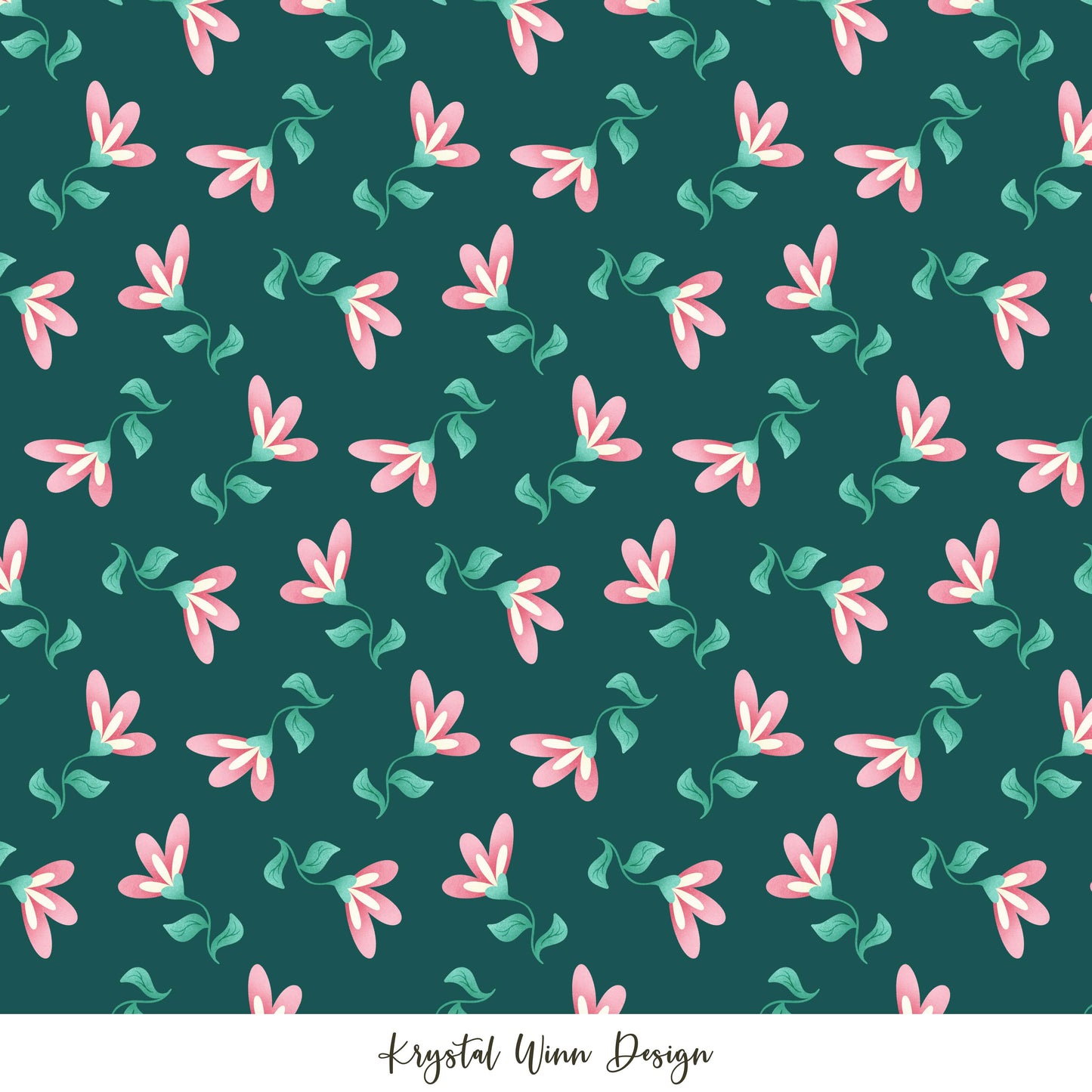 Hoppy Easter Ditsy Flowers Teal KW363