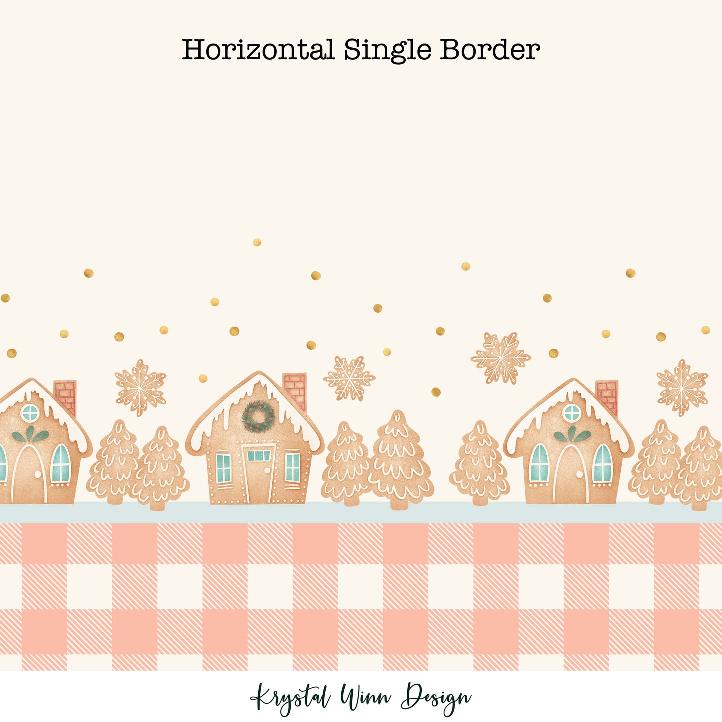 Merry Little Christmas Gingerbread Village Horizontal Border KW173