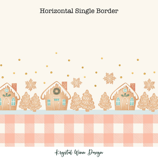 Merry Little Christmas Gingerbread Village Horizontal Border KW173