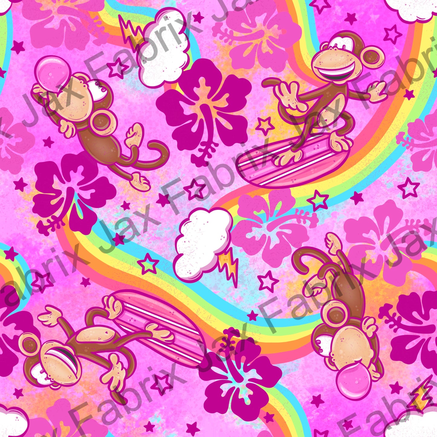 Surfing Monkey Bright Pink AWM194