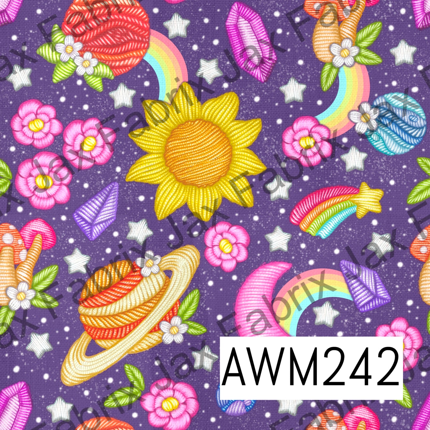 Purple Outer Space Embroidery AWM242