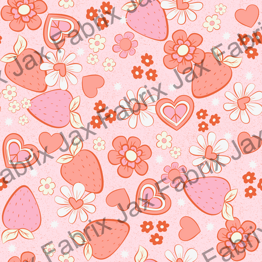 Light Pink Strawberries and Flowers SKYY45