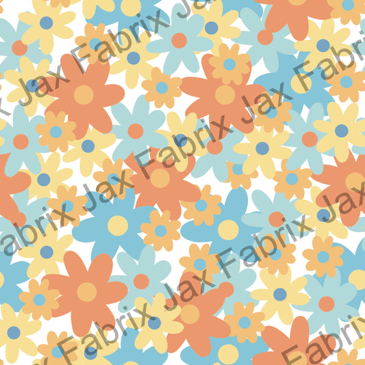 Orange and Blue Flower Mash Up SKYY106