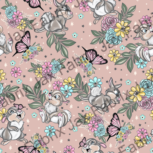 Floral Butterfly Bunny Pink MC166