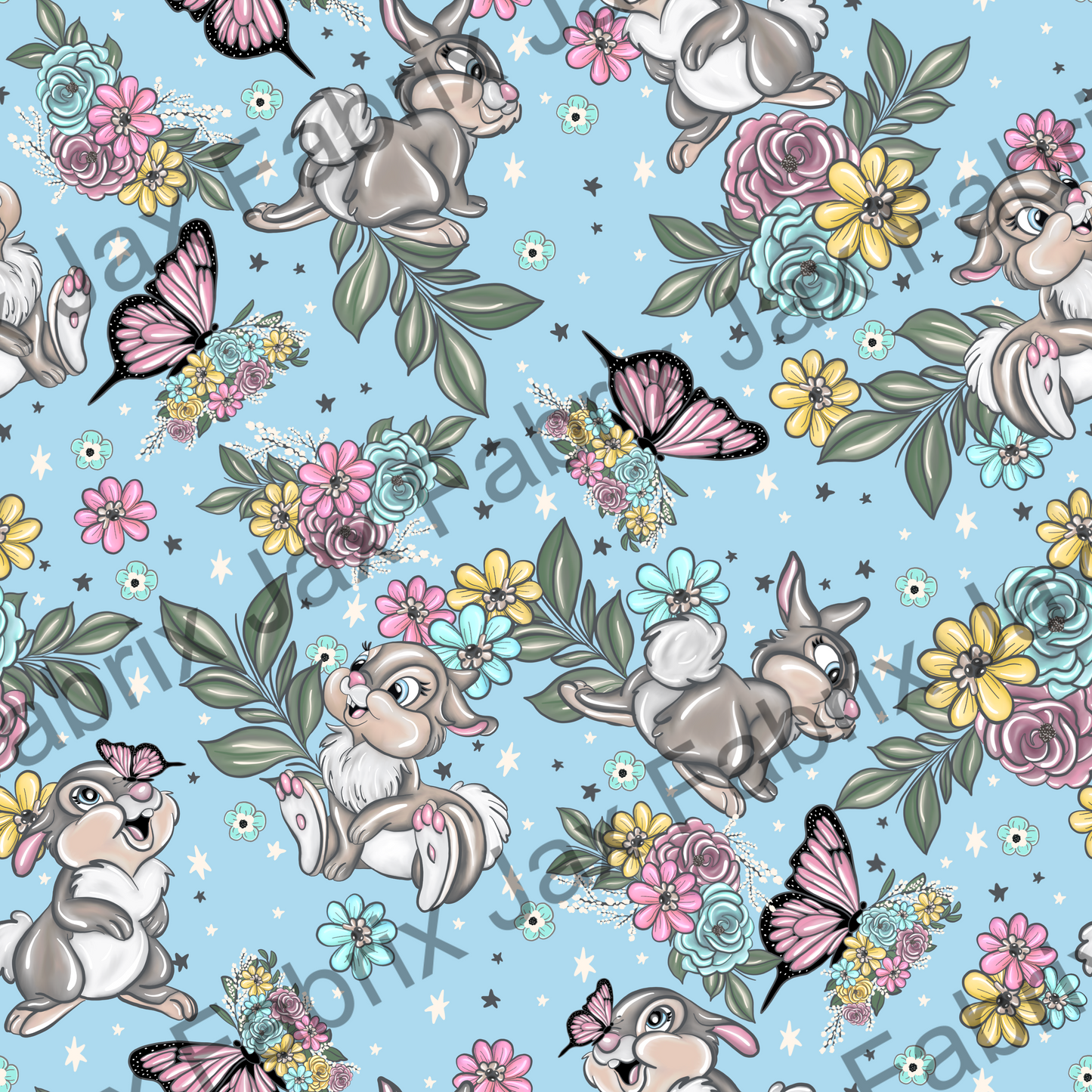 Floral Butterfly Bunny Blue MC167