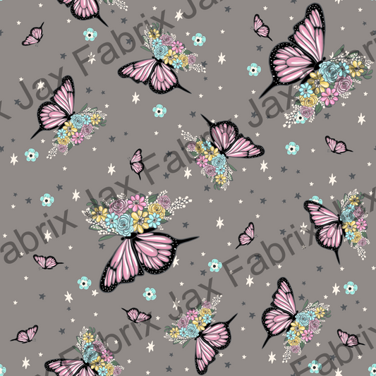 Floral Butterfly Grey MC163
