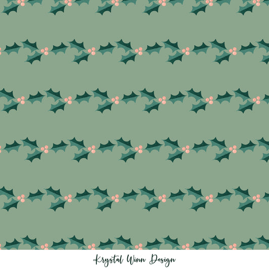 Merry Little Holly Stripe Green KW190