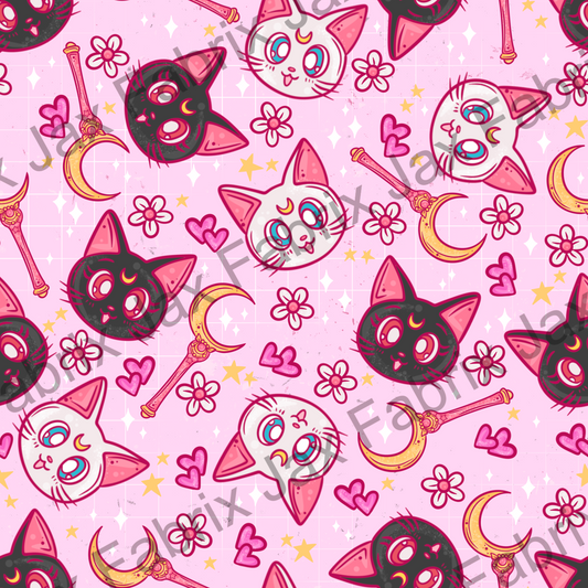 Moon Girl Cats Pink PC204
