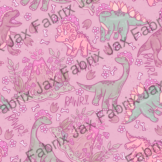 Mushroom Dinos Dark Pink PC366