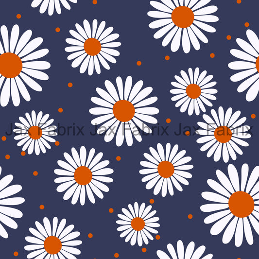 Navy Orange Daisies LD115