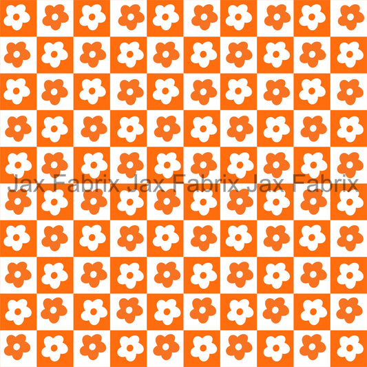 Orange Flower Checkers LD128