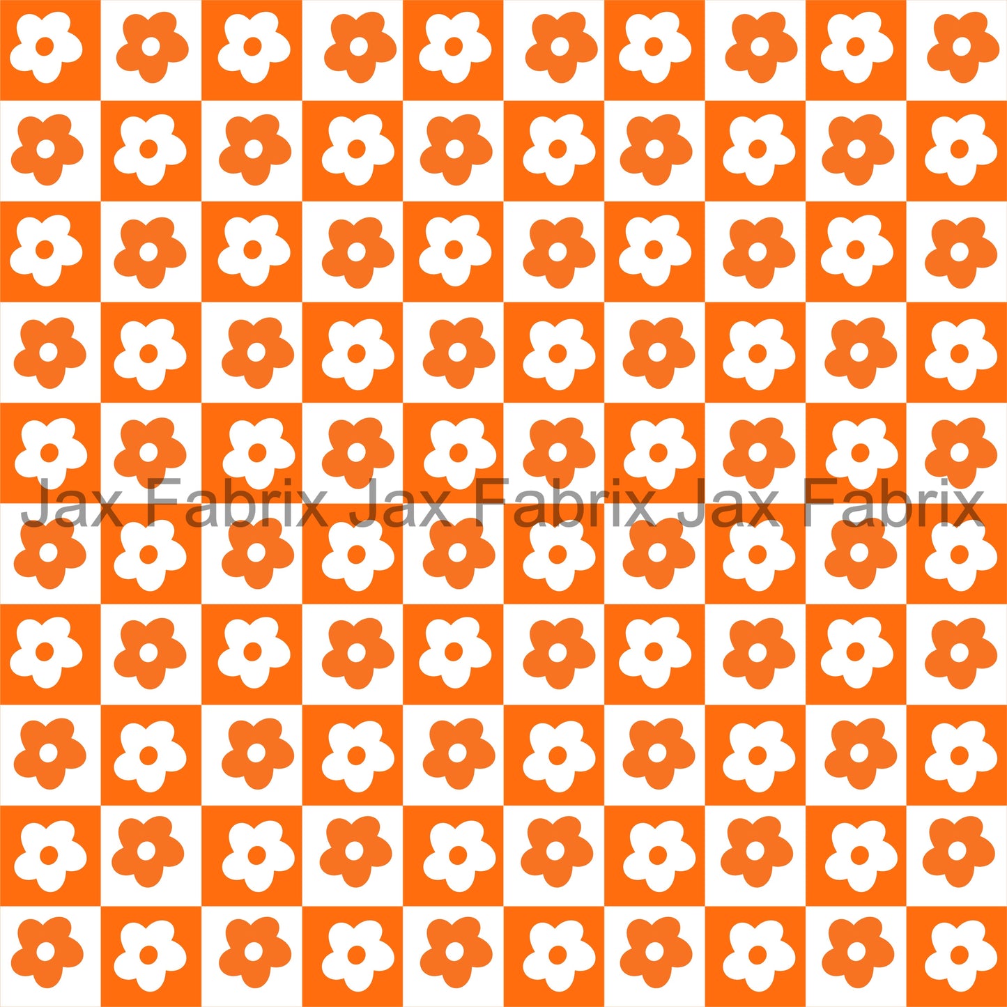 Orange Flower Checkers LD128