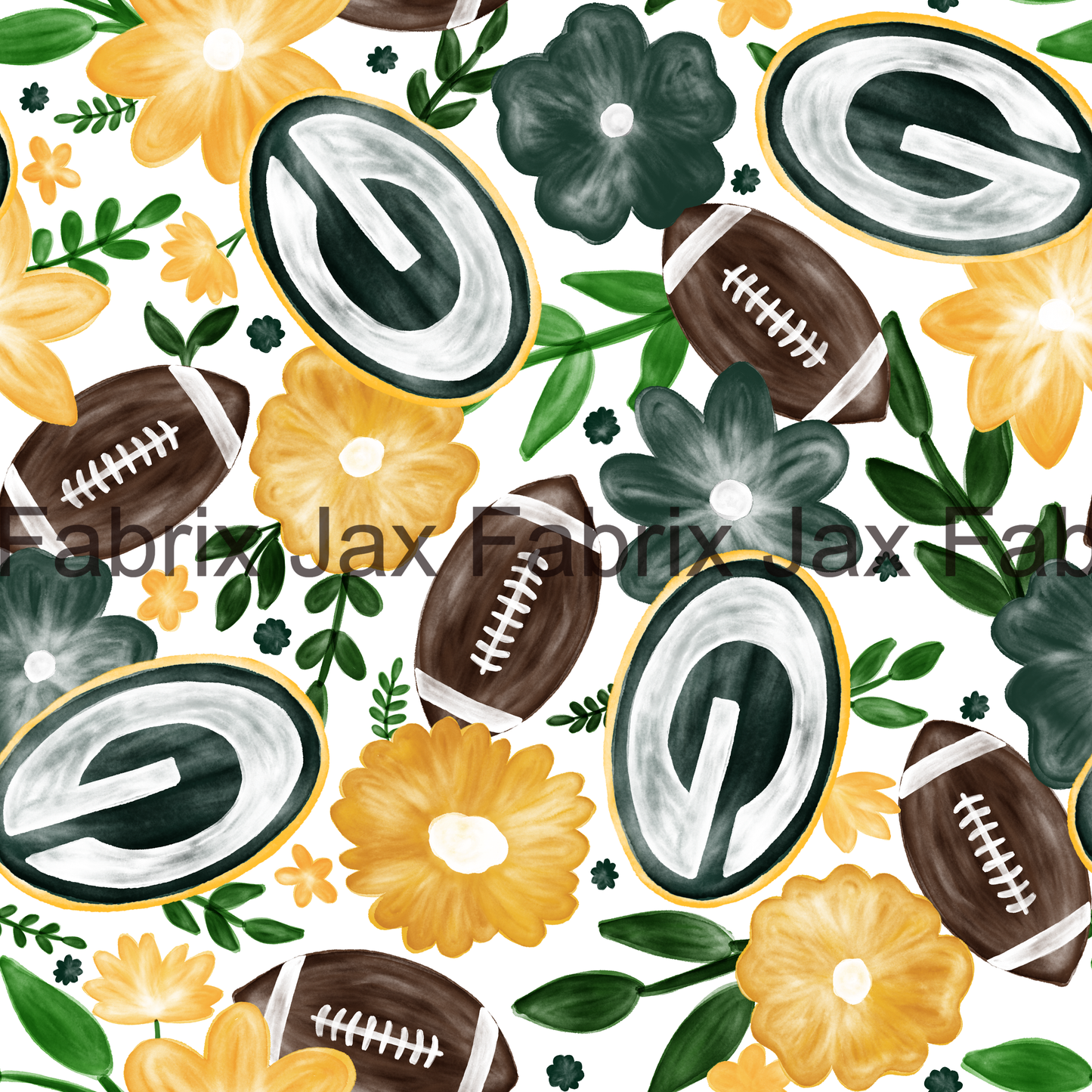 Packers Football Watercolor Floral RAE43