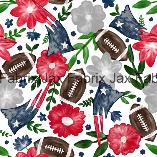 Patriots Football Watercolor Floral RAE44