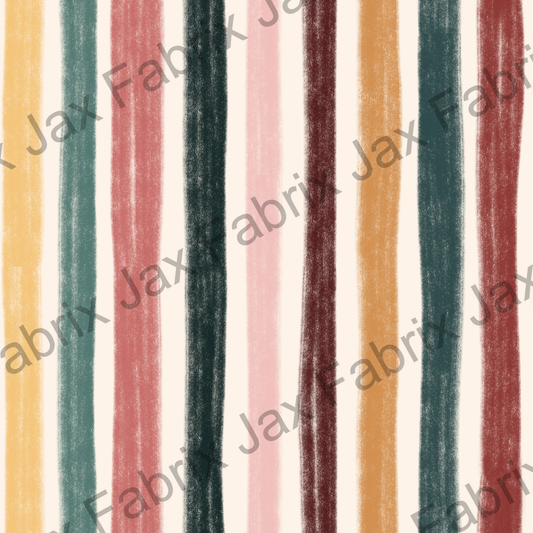 Pink Crayon Floral Stripes RAE292