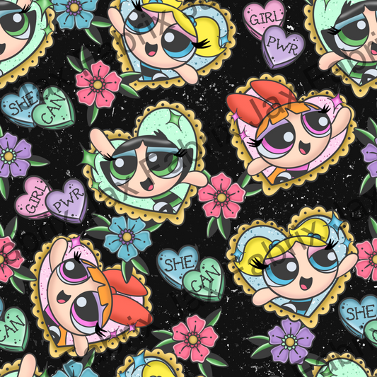 Tattoo Puff Girls Black PC328