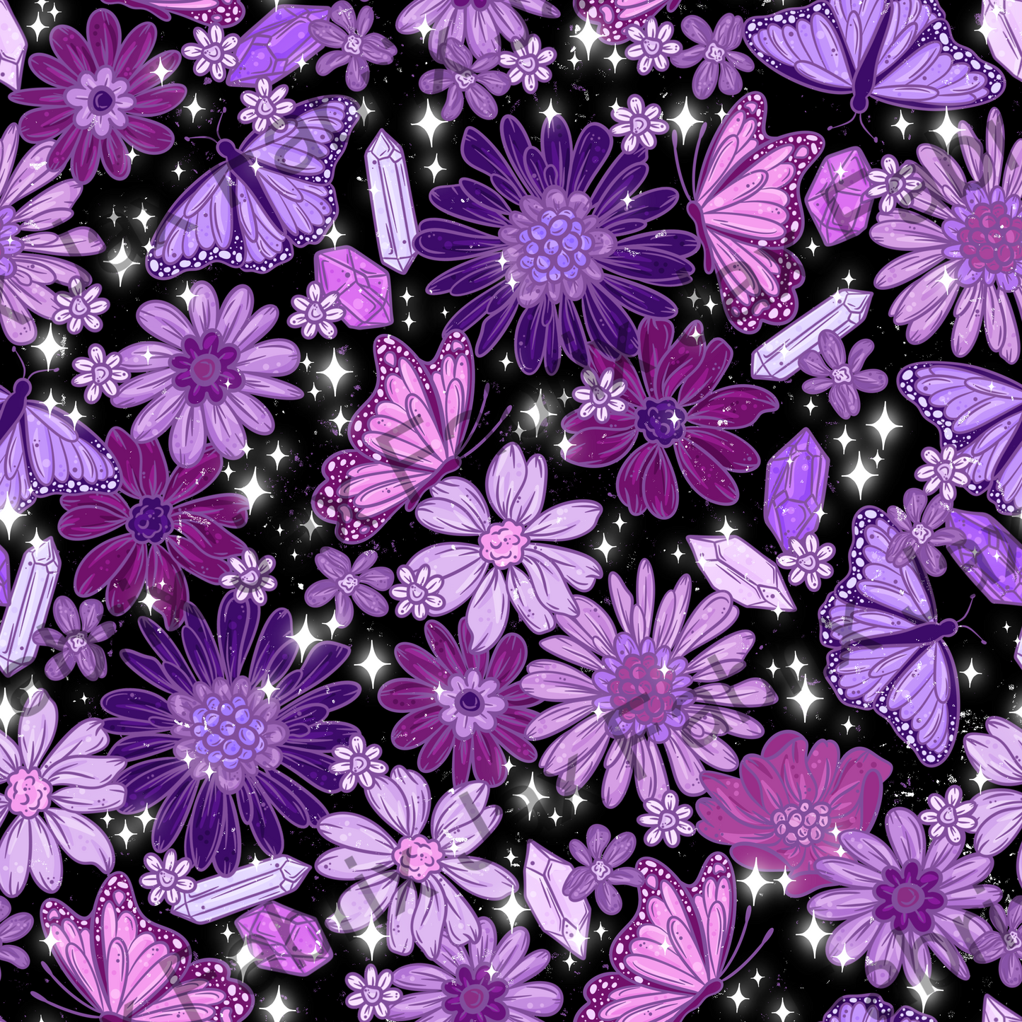 Black Floral Butterflies PC362
