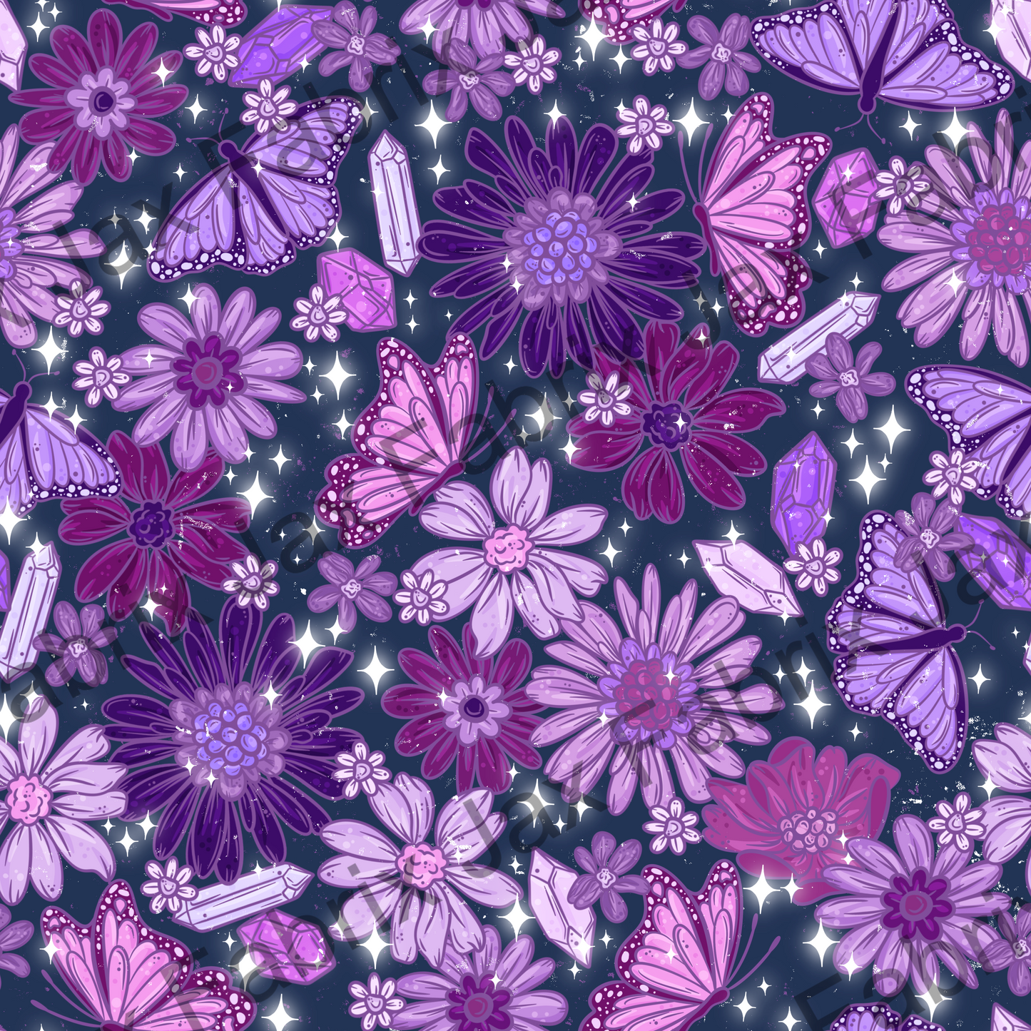 Purple Floral Butterflies PC363