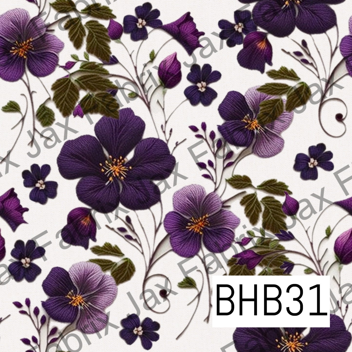 Purple Floral Embroidery BHB31
