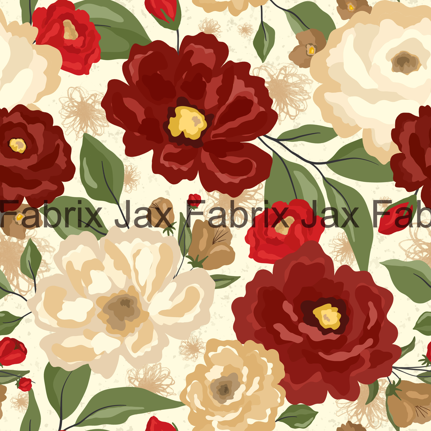 Red and Gold Floral RAE48