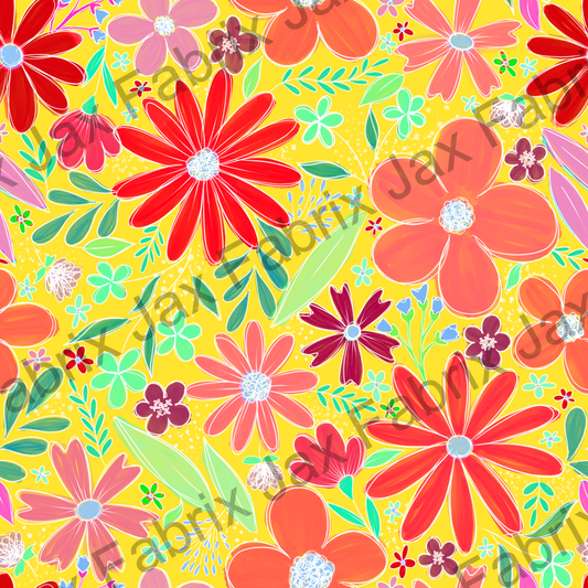 Sketchy yellow Floral RAE270