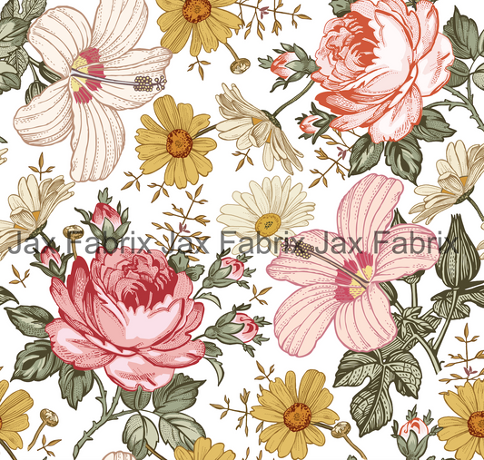 Vintage Floral Pink and Gold INH15