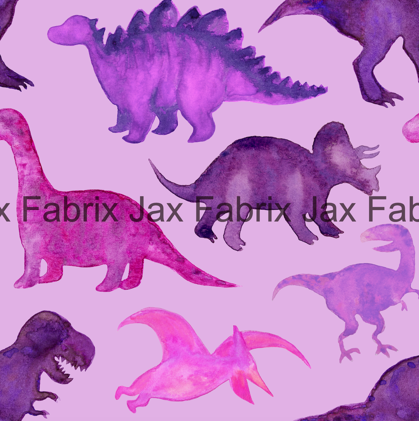 Dinosaurs Pink Purple on Purple AMD60