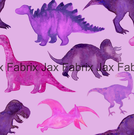 Dinosaurs Pink Purple on Purple AMD60