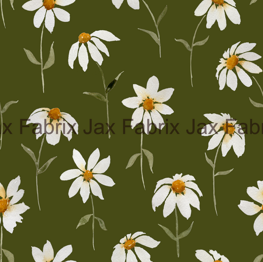 Golden Meadows Daisies Olive AMD111