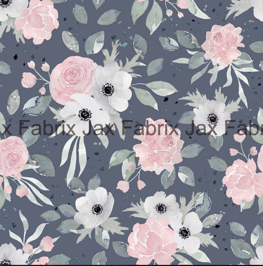 Springtime Dotty Floral on Slate AMD208