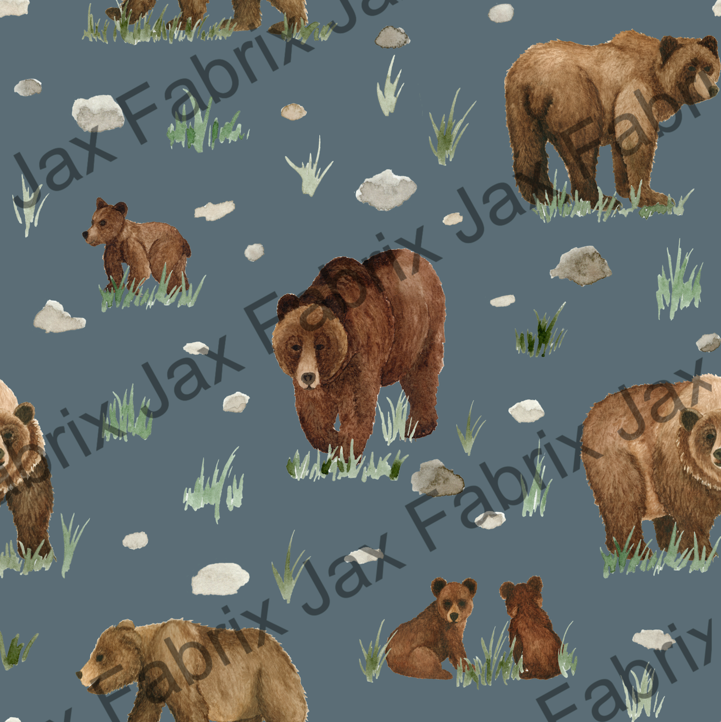 Watercolor Grizzly Bears Slate SAMD248